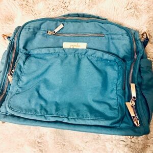 Ju-Ju-Be Teal Lagoon BFF Baby Bag with Gold Accents EUC